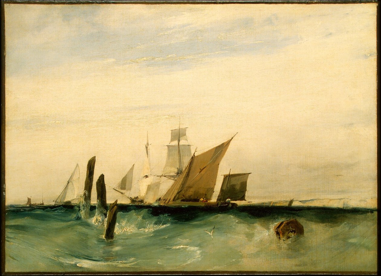 Zeegezicht: voor de Franse kust door Richard Parkes Bonington