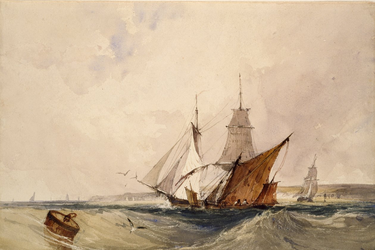 Scheepvaart voor de kust van Kent, ca. 1820s door Richard Parkes Bonington