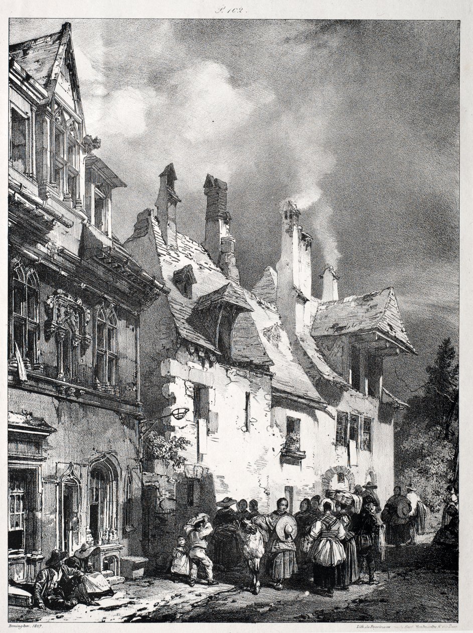 Straat in de Buitenwijken van Besançon, Frankrijk door Richard Parkes Bonington