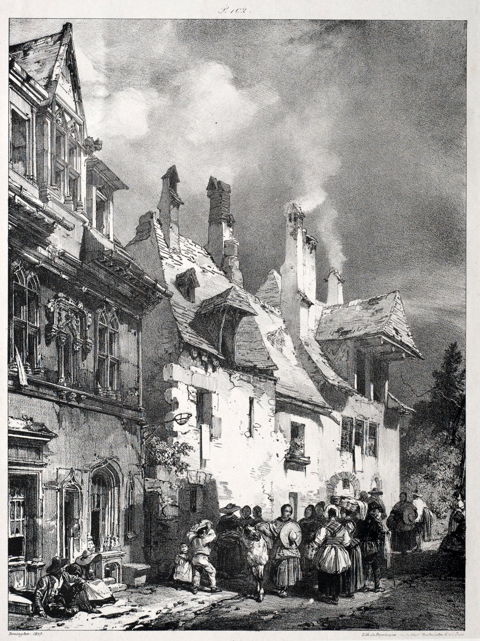 Straat in de Buitenwijken van Besançon, Frankrijk door Richard Parkes Bonington