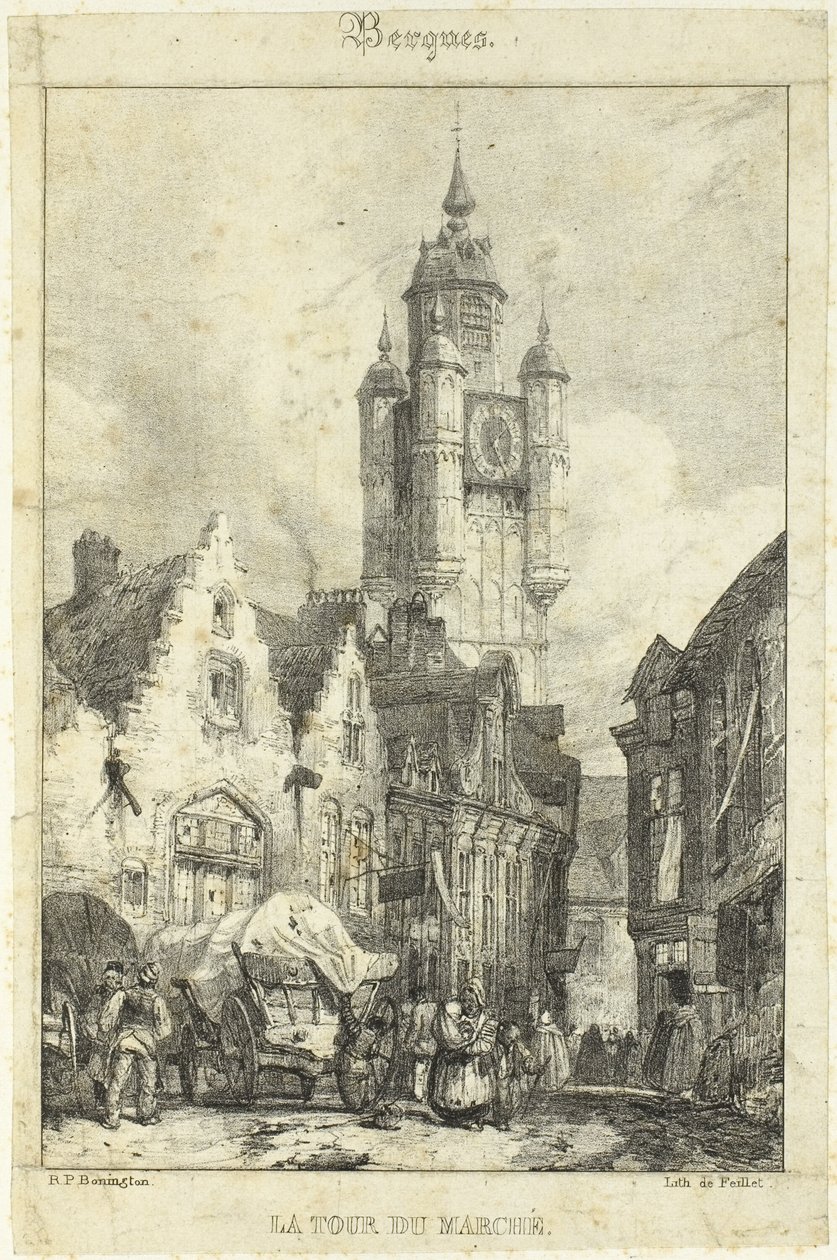 De torenmarkt door Richard Parkes Bonington