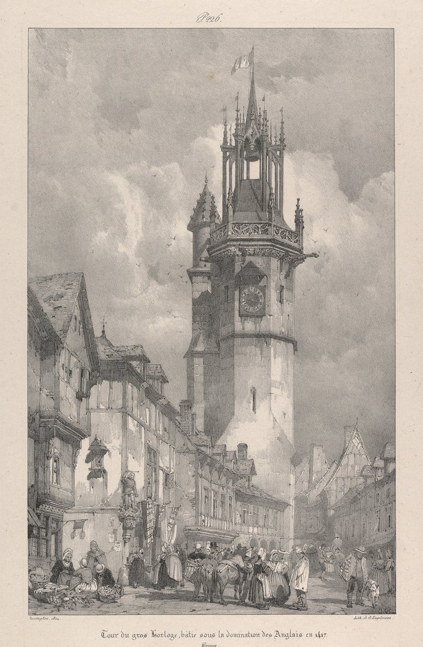 Tour du Gros Horloge, gebouwd onder de heerschappij van de Engelsen in 1417 door Richard Parkes Bonington