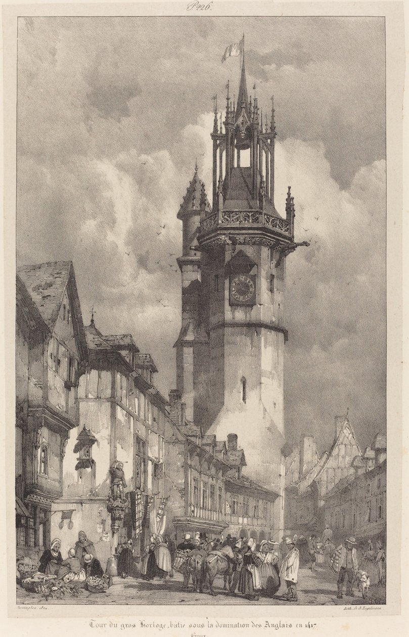 Tour du gros-horloge, Evreux door Richard Parkes Bonington