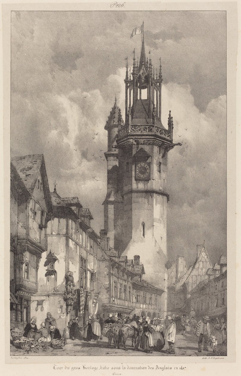 Toren van de Gros-Horloge, Évreux door Richard Parkes Bonington