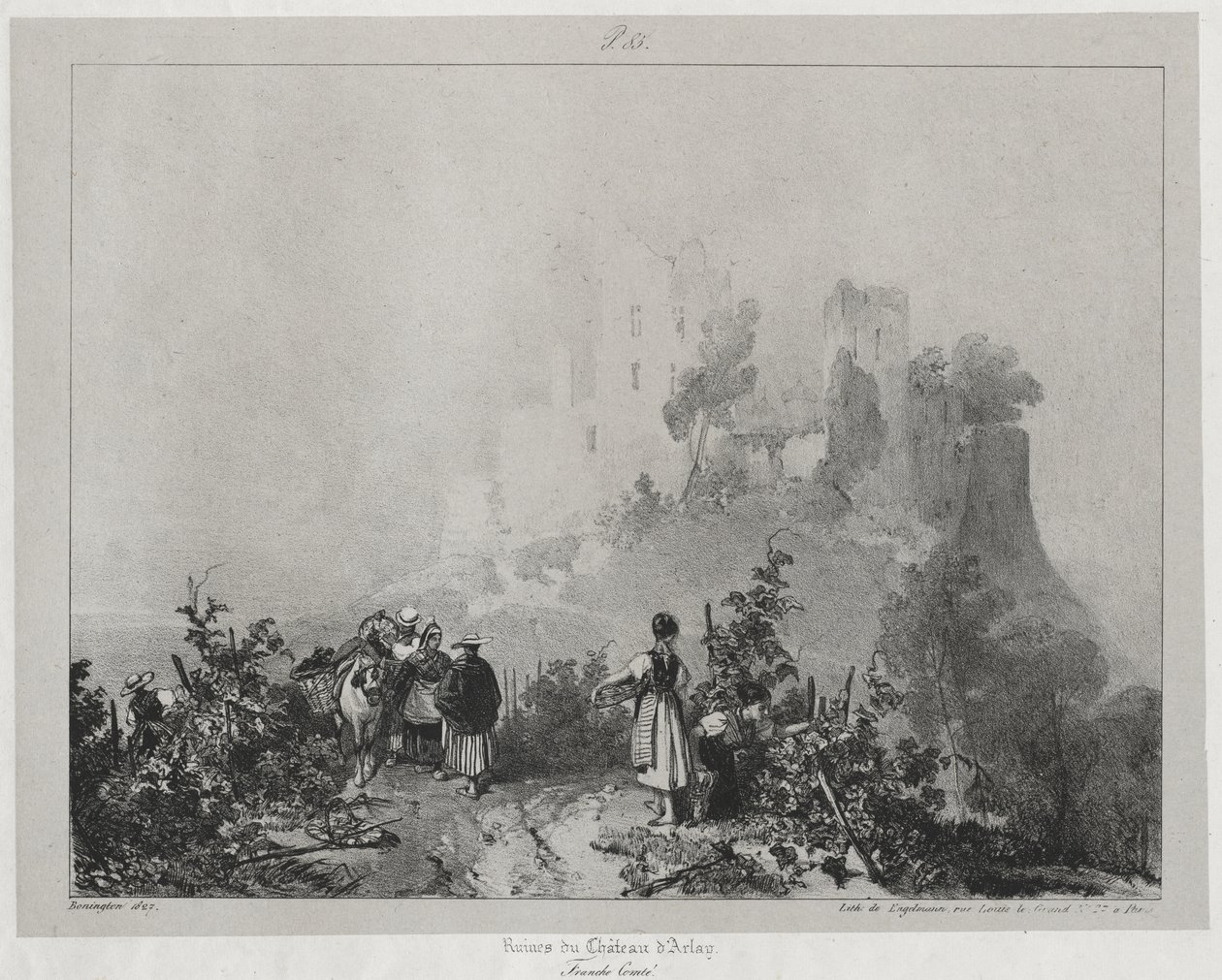 Pittoreske en Romantische Reizen in het Oude Frankrijk, Franche-Comté: Ruïnes van het Kasteel van Arlay door Richard Parkes Bonington