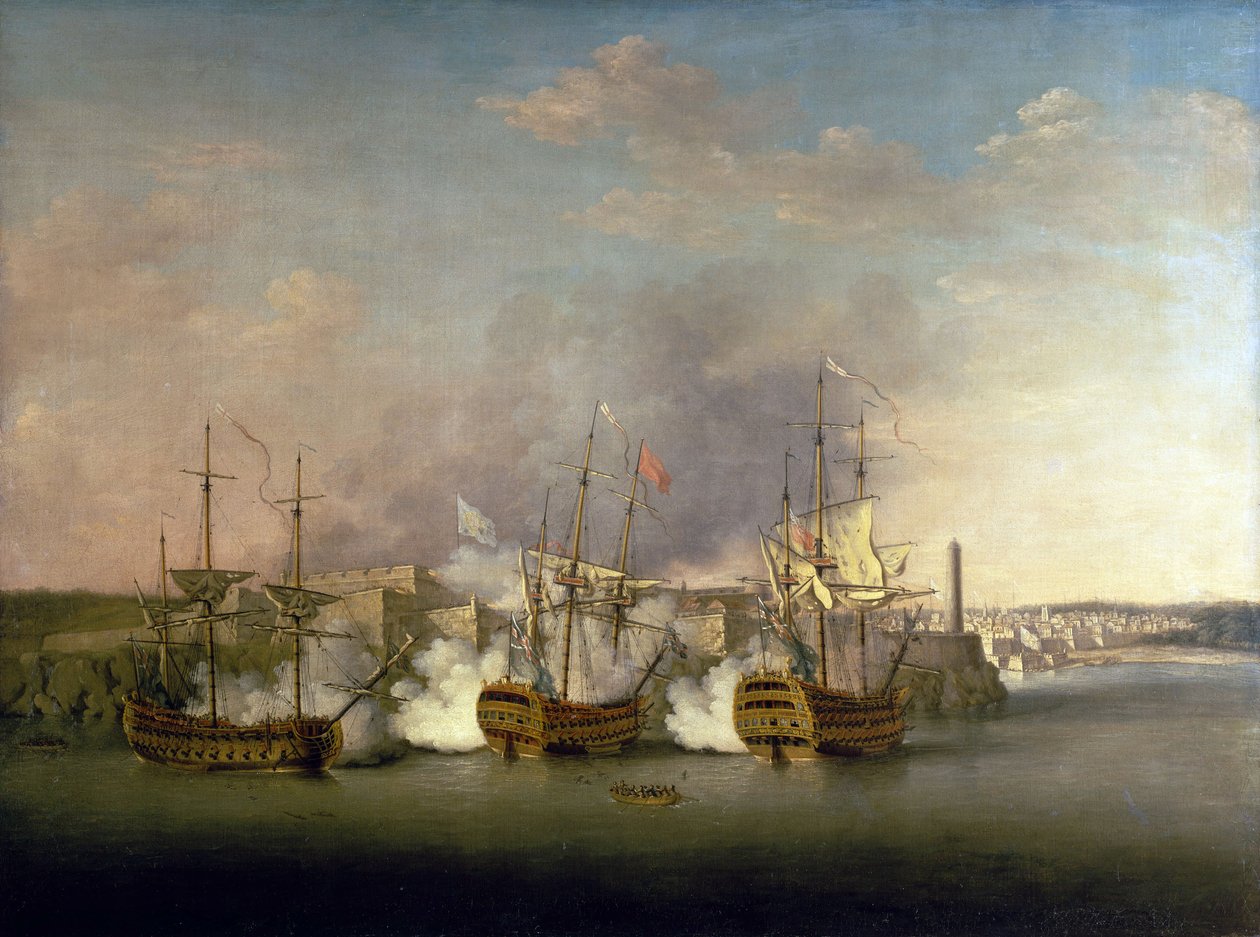 Zevenjarige Oorlog: Het bombardement van Morro Castle op 1 juli door Richard Paton