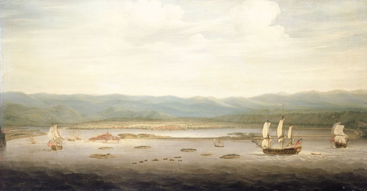 Uitzicht op Port Royal, Jamaica, ca. 1758 door Richard Paton