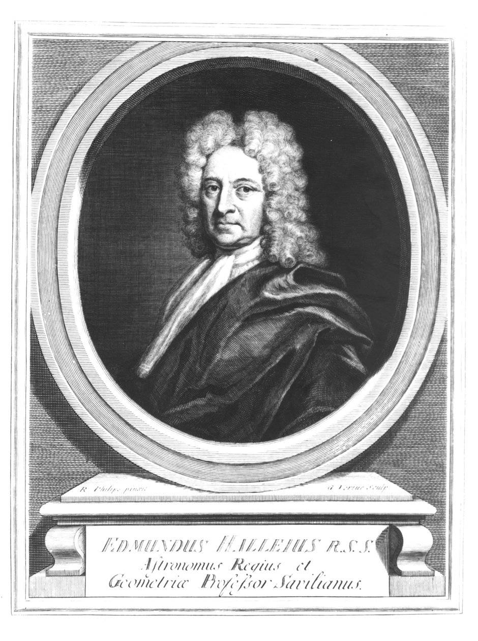 Portret van Edmond Halley (1656-1742), gegraveerd door George Vertue (1684-1756) door Richard Philips