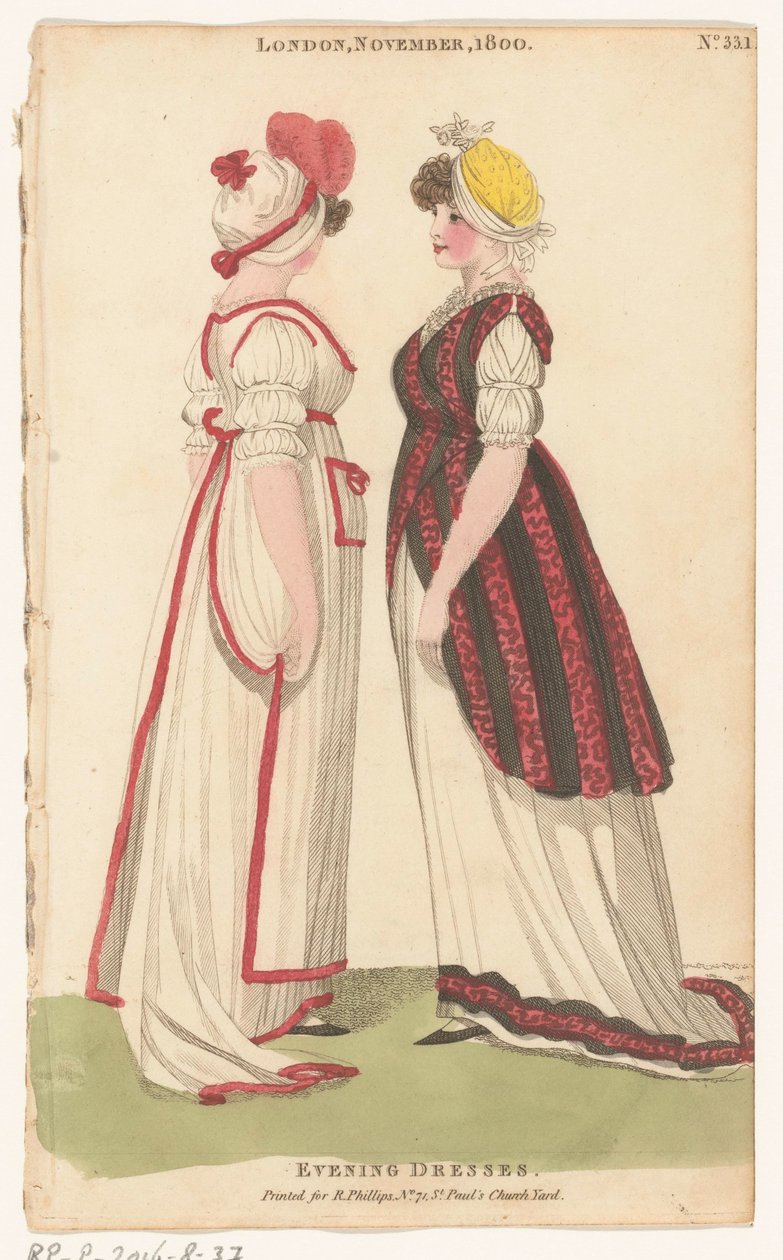 Magazine of Female Fashions of London and Paris, London, November, 1800, No. 33.1: Evening Dresses door Richard Phillips