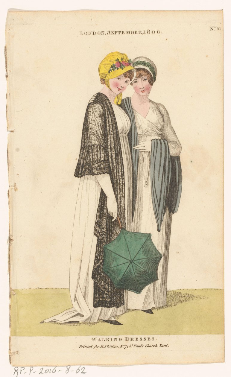 Magazine of Female Fashions of London and Paris. No. 31: London, September, 1800: Walking Dresses door Richard Phillips