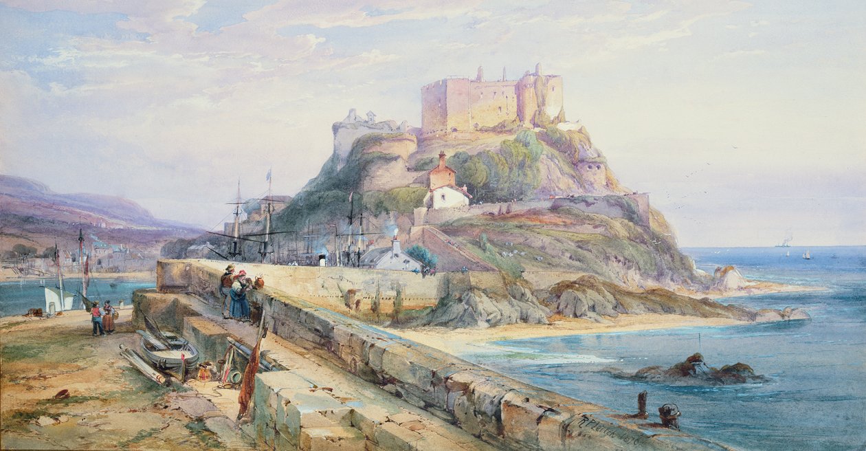 Mont Orgueil Kasteel, Gorey, Jersey, 1876 door Richard Principal Leitch