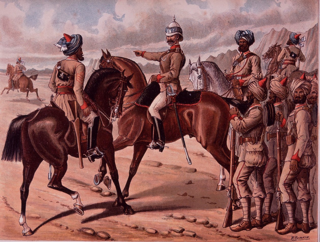 Het Korps van Gidsen, ca. 1895 (kleur litho) door Richard Simkin