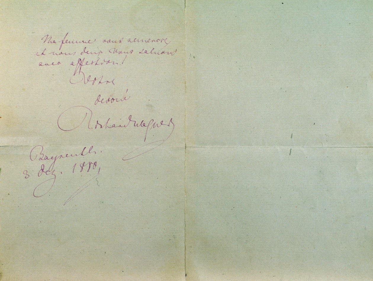 Handgeschreven brief van Richard Wagner aan Luigi Mancinelli, 3 december door Richard Wagner