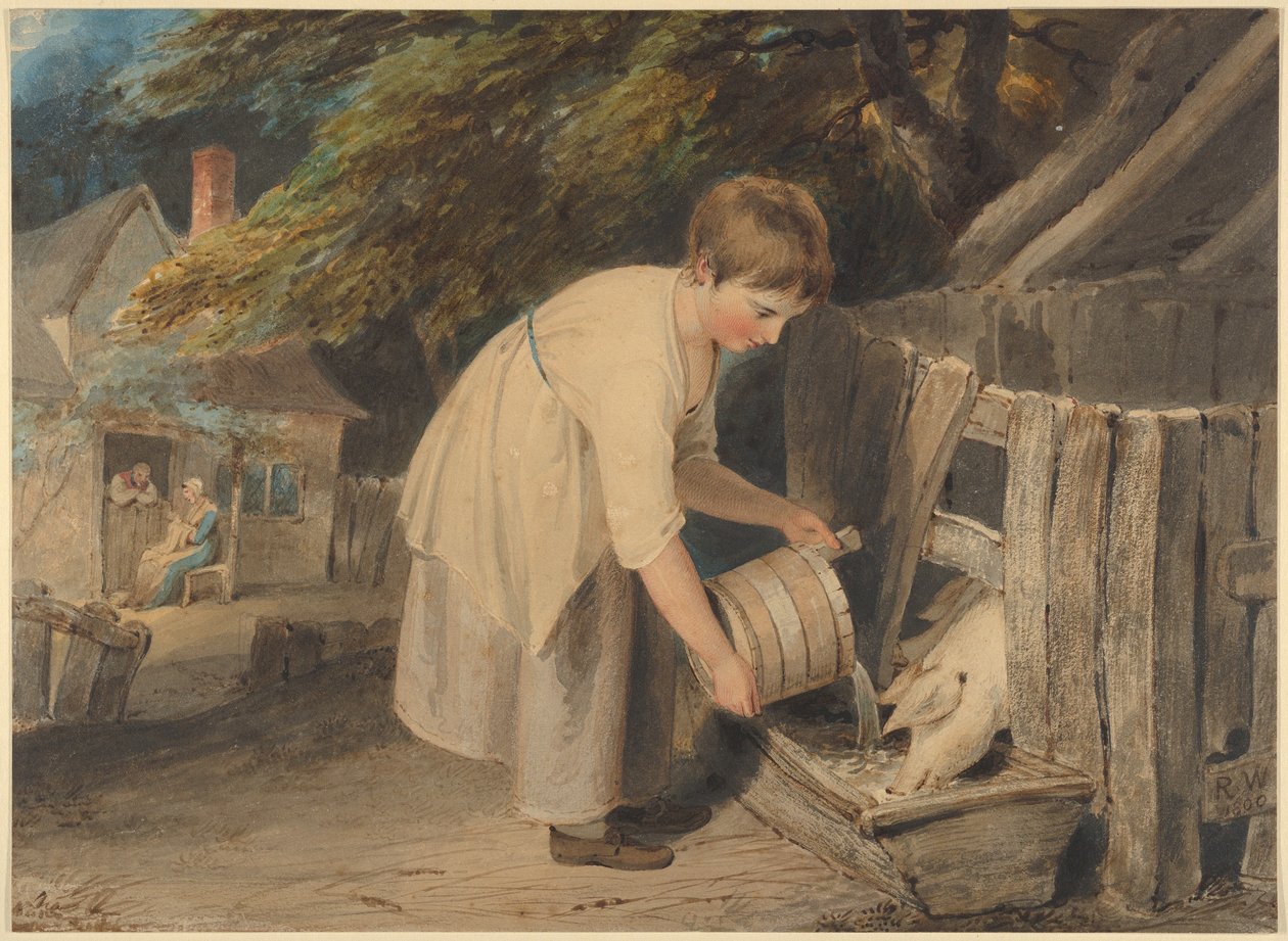 Meisje dat varkens voert door Richard Westall