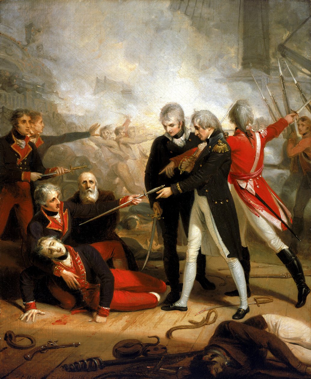 Horatio Nelson ontvangt het zwaard van de overgave van 