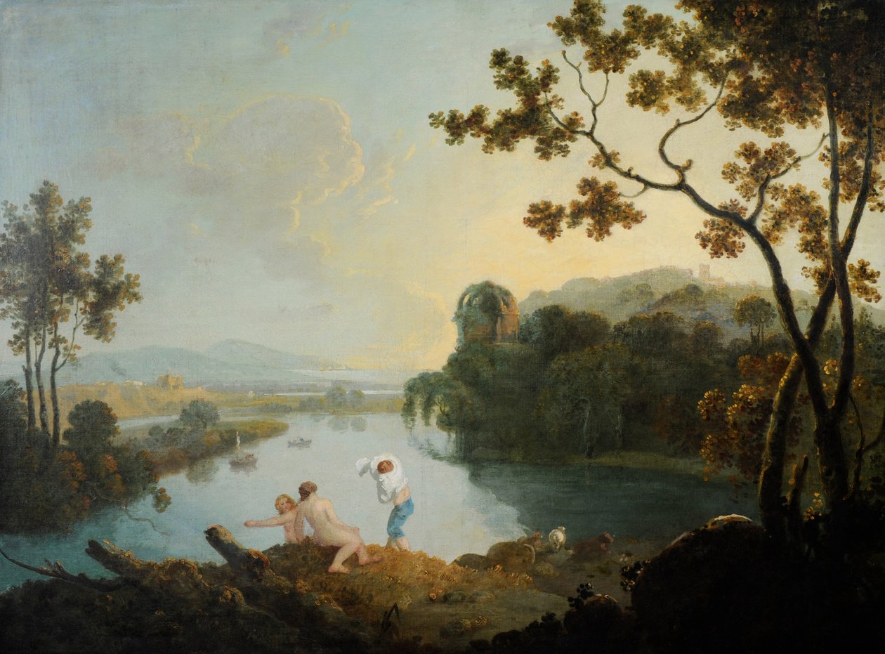 Klassiek landschap met badende jongens door Richard Wilson