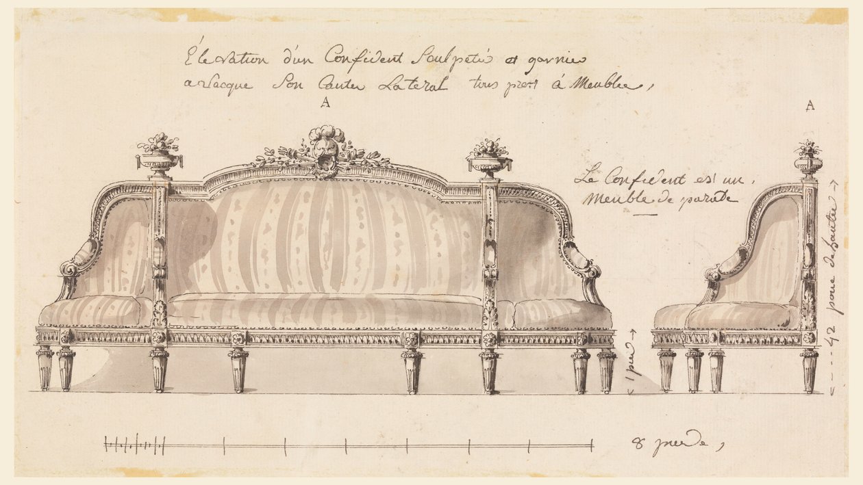 Tekening, Ontwerp voor een vertrouwenspersoon, ca. 1780 door Richard de Lalonde