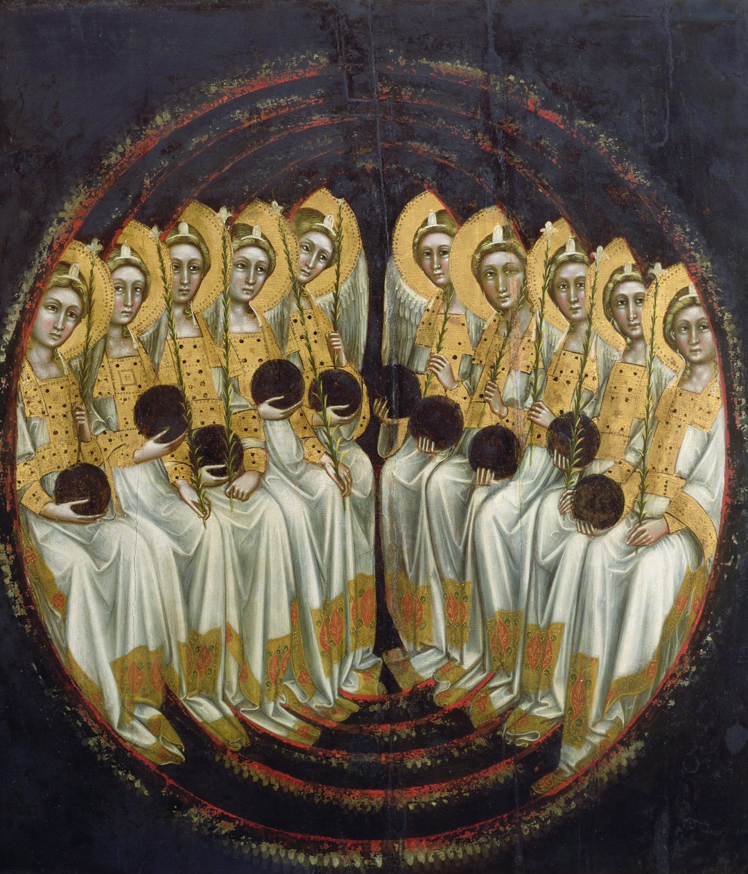 Zittende Engelen met Bollen in hun Handen, c.1348-54 door Ridolfo di Arpo Guariento