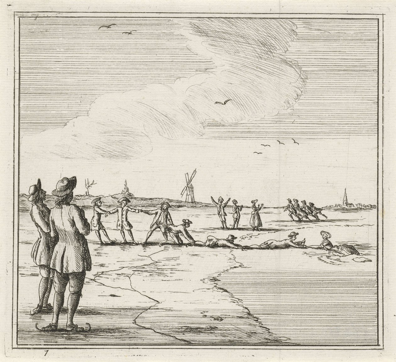 Winterlandschap met schaatsers door Rienk Jelgerhuis