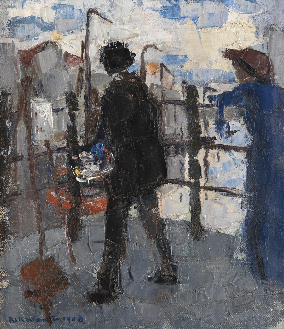 De schilder op de Hoogbrug in Mechelen door Rik Wouters