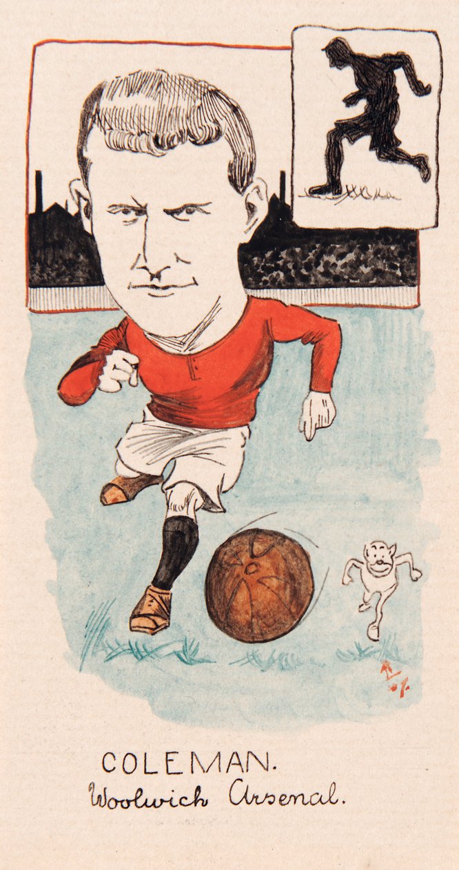Tim Coleman, Woolwich Arsenal, tekening voor een set sigarettenkaartjes, 1907 door Rip