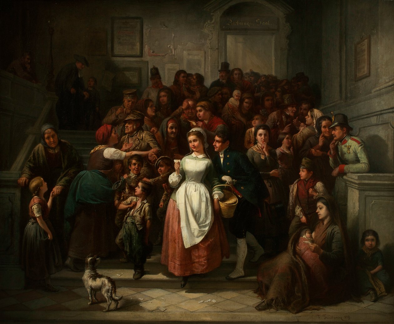 Na de loterijtrekking, 1859 door Ritter von Malheim Friedländer Friedrich