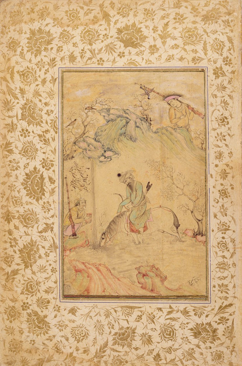 Jagers in een landschap, c.1615 door Riza i Abbasi