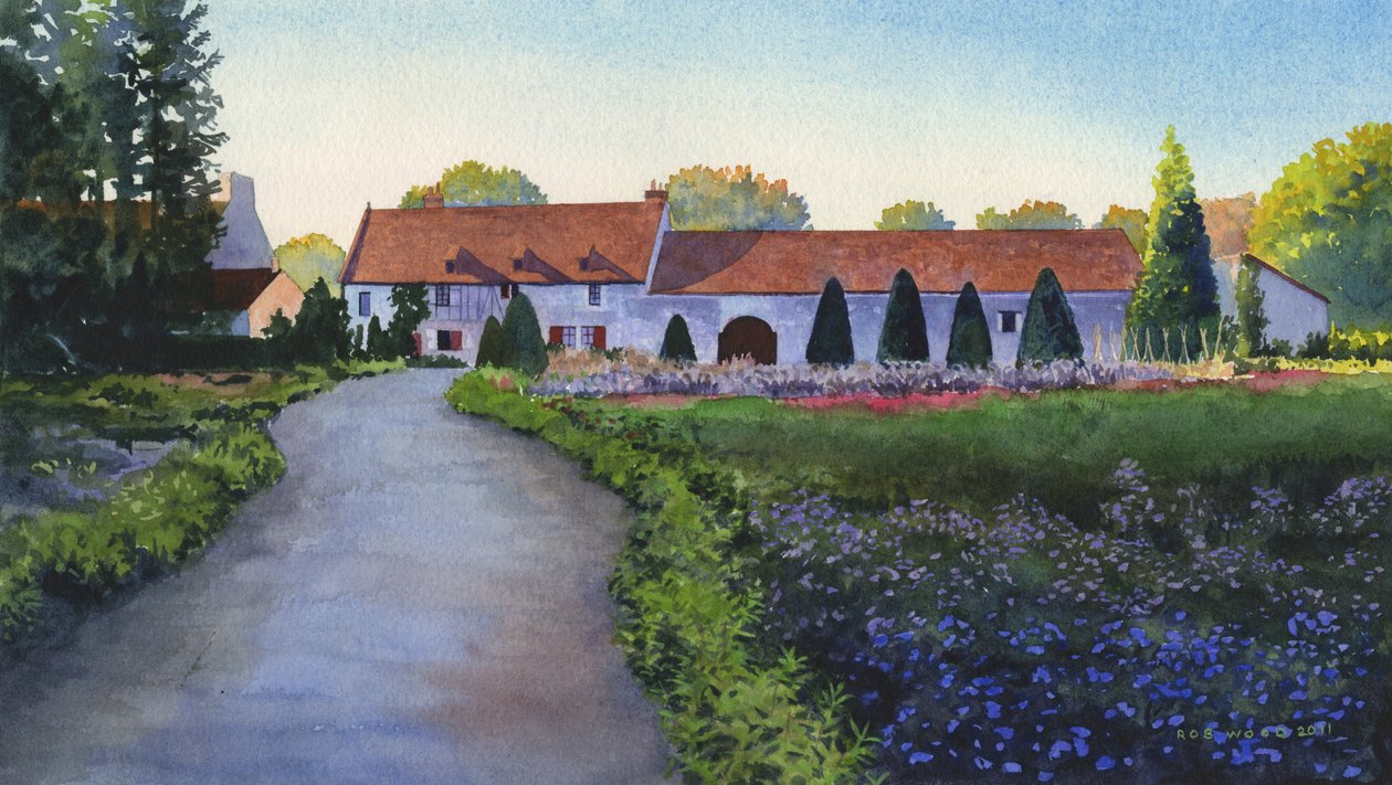 Boerderij in de Loirevallei, 2011 (aquarel op papier) door Rob Wood