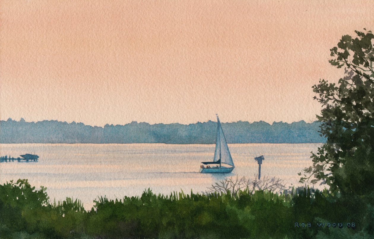 Sailing Home, 2008 (aquarel op papier) door Rob Wood