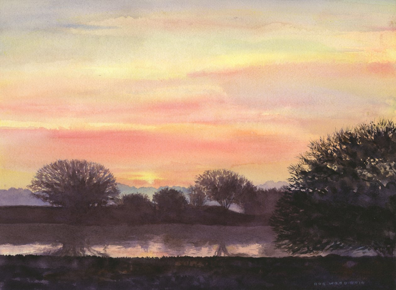 Winterzonnewende, 2014 (aquarel op papier) door Rob Wood