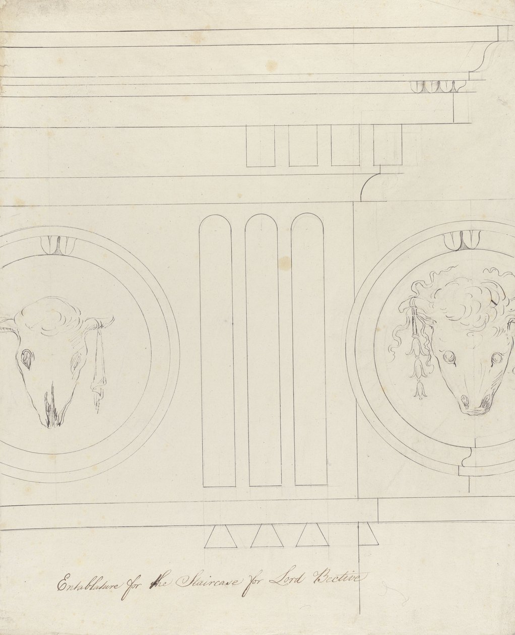 Ontwerp voor de trapentablatuur, Headfort House door Robert Adam