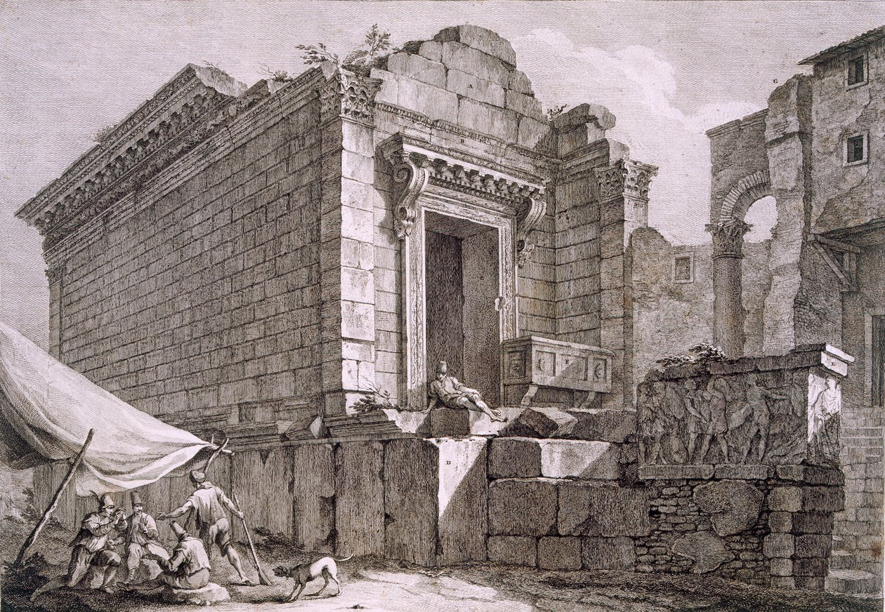 Uitzicht op de Tempel van Aesculapius, uit 
