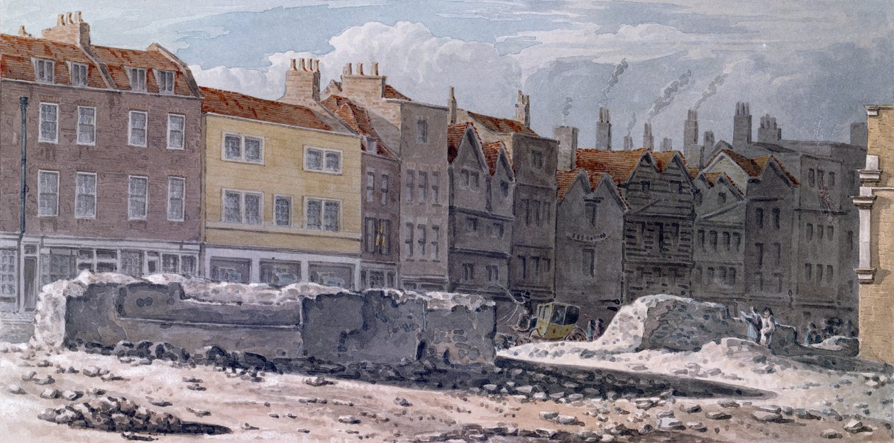 Uitzicht op de overblijfselen van de oude Londense muur, 1817 door Robert Blemell Schnebbelie