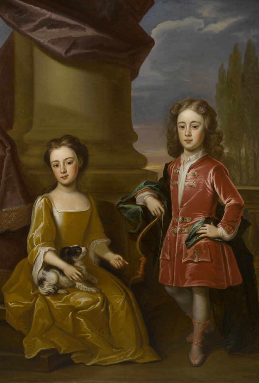 Dubbelportret van Dudley North en zijn zus, Anne, 1714 door Robert Byng or Bing