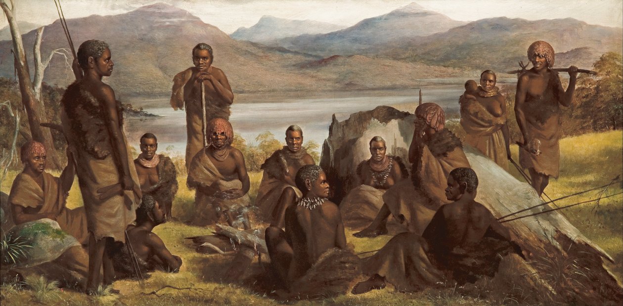 Groep inboorlingen van Tasmanië door Robert Dowling
