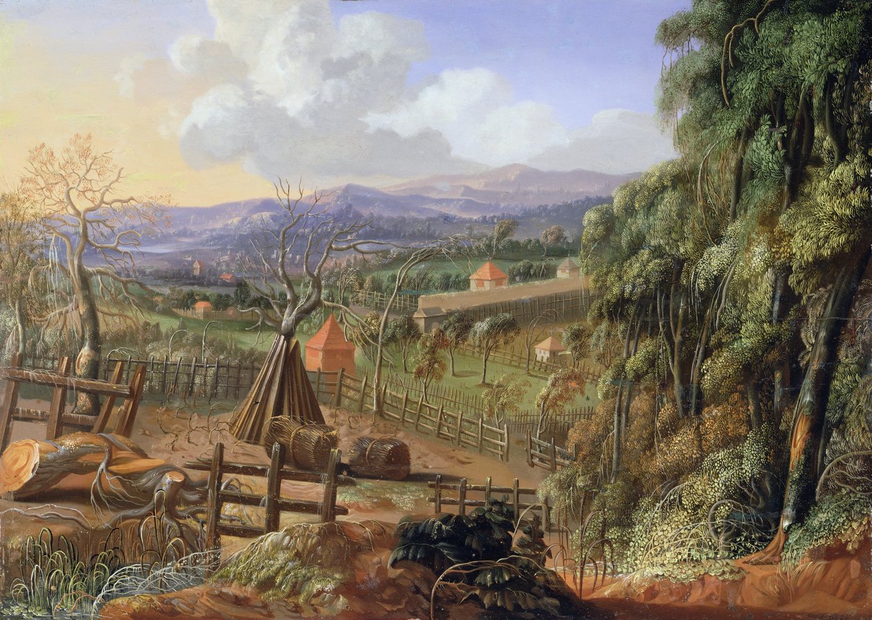 Herfstlandschap in Engeland met een naderende storm, c.1735 door Robert Griffier