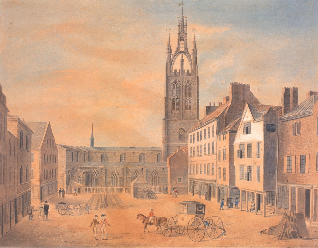 Noordaanzicht van de Sint-Nicolaaskerk door Robert Johnson