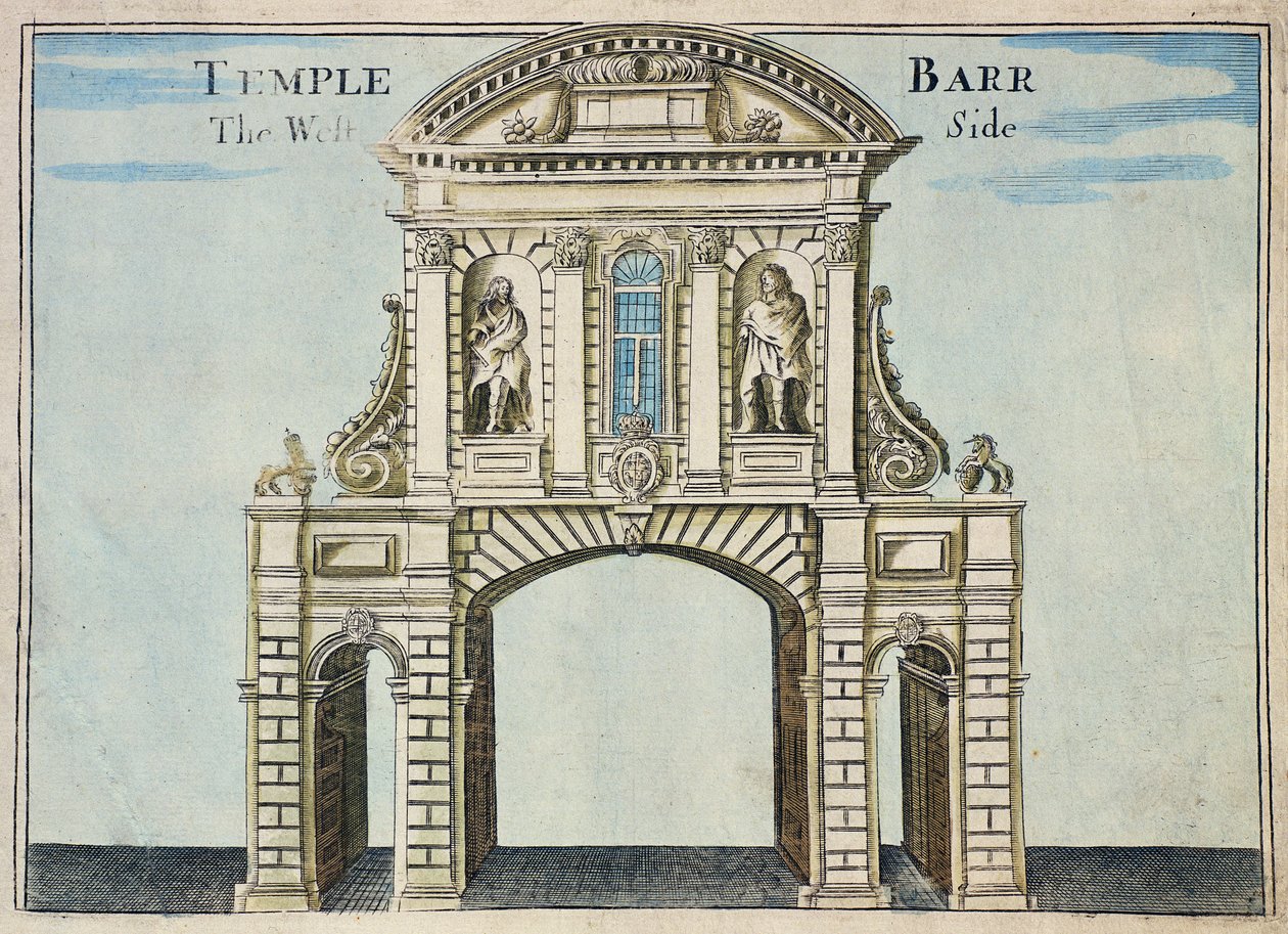 Temple Bar, de Westkant, vanaf de Inns of Court uit 