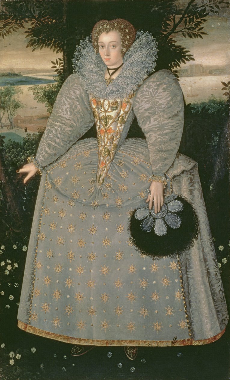 Portret van Elizabeth Buxton (geboren Kemp) c.1588-90 door Robert Peake