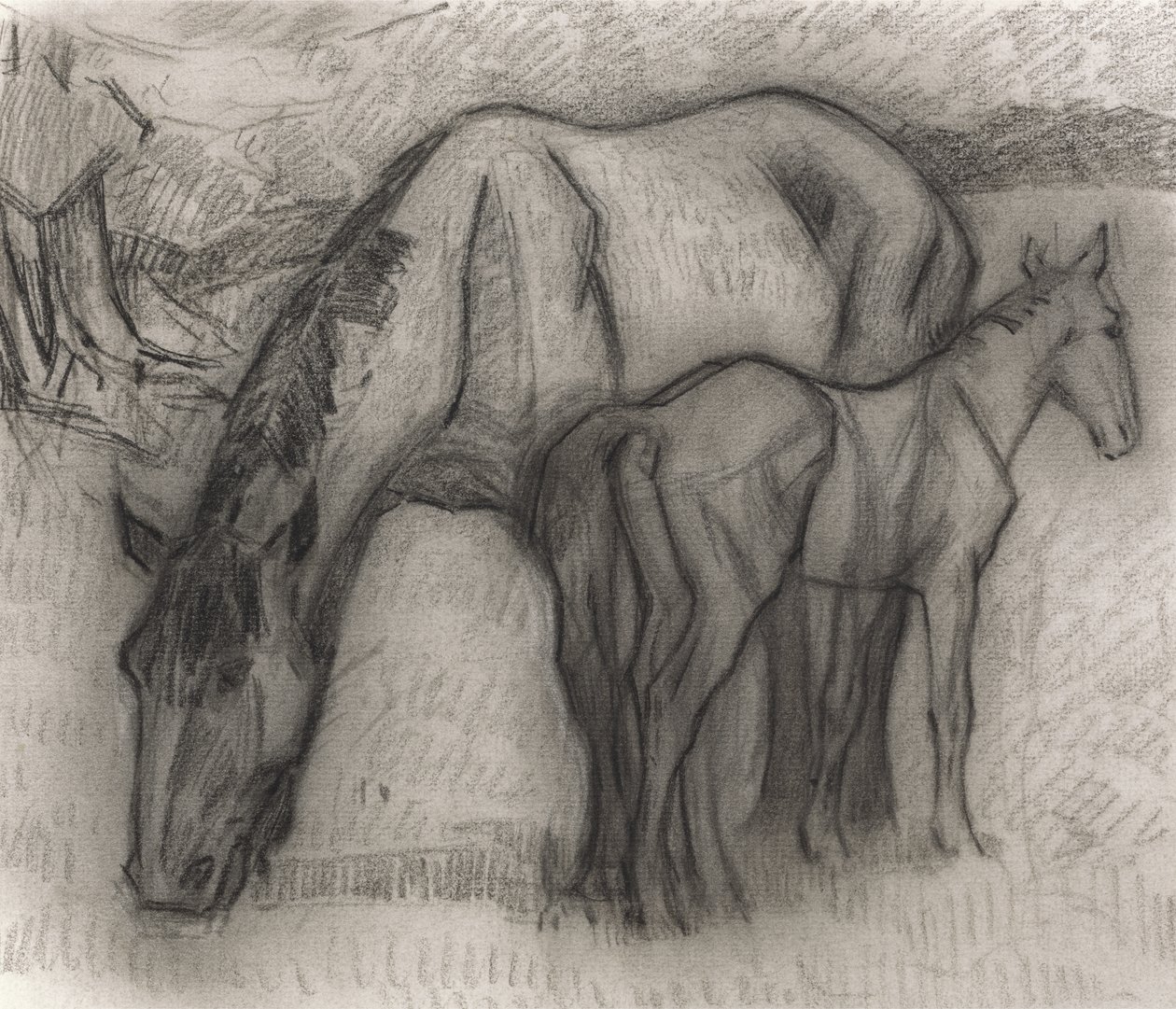 Studie voor Merrie en Veulen, Lytchetts, Clayhidon door Robert Polhill Bevan