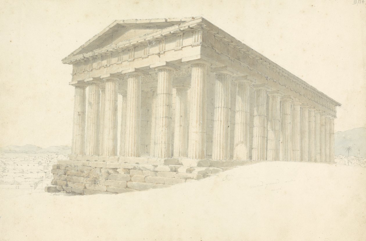 Tempel, uit een verzameling tekeningen uit een schetsboek: in vier stoffen dozen, rug met opschrift Continentale Tekeningen, 1802-04 door Robert Smirke