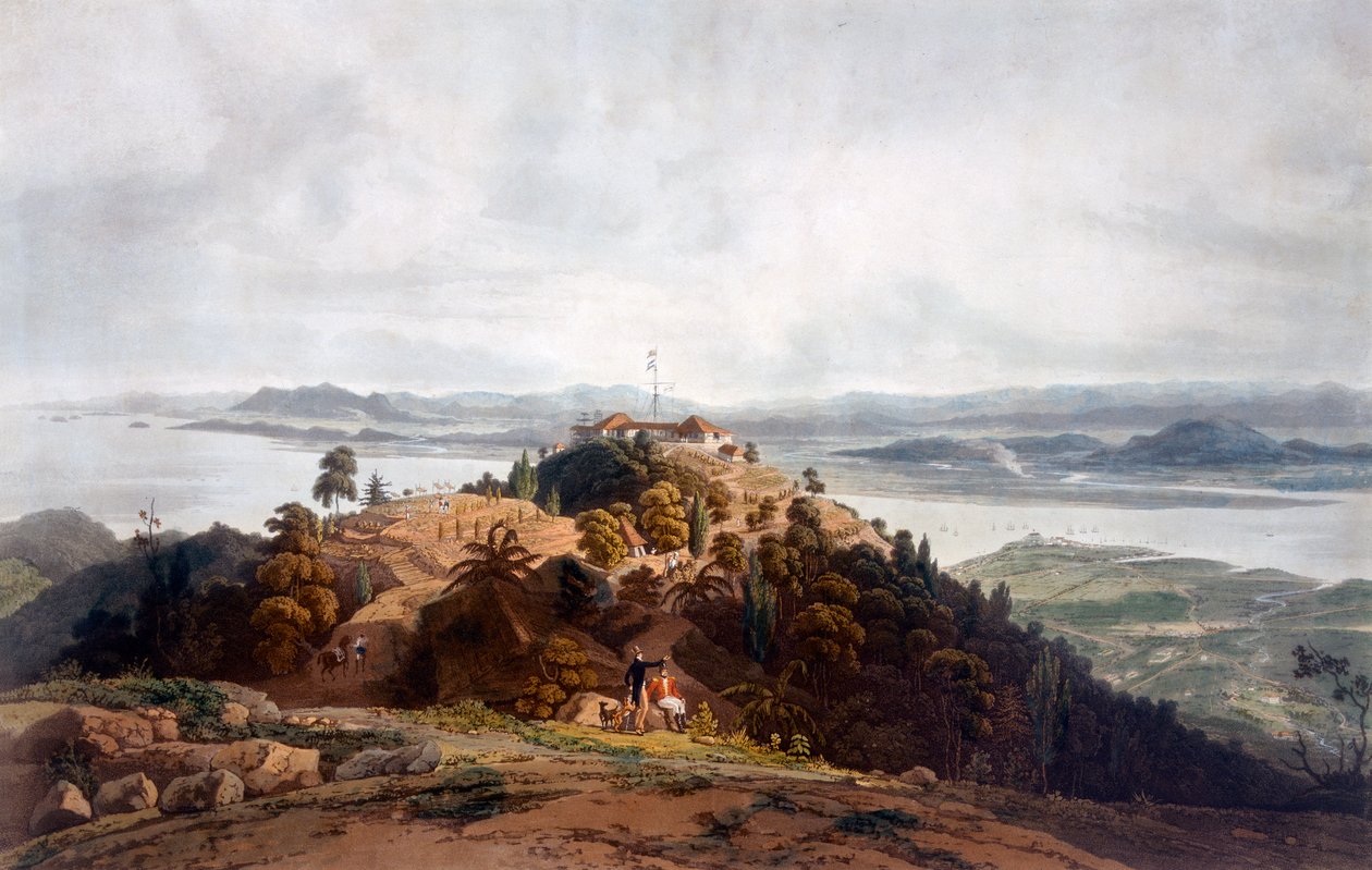 Panoramische schets van Prince of Wales Island door William Daniell, c.1817 door Robert Smith
