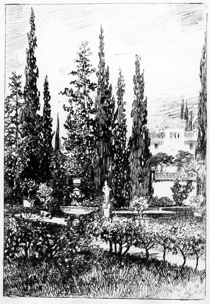 De landschapstuin, illustratie bij het verhaal van Edgar Allan Poe, ca. 1884 door Robert Swain Gifford