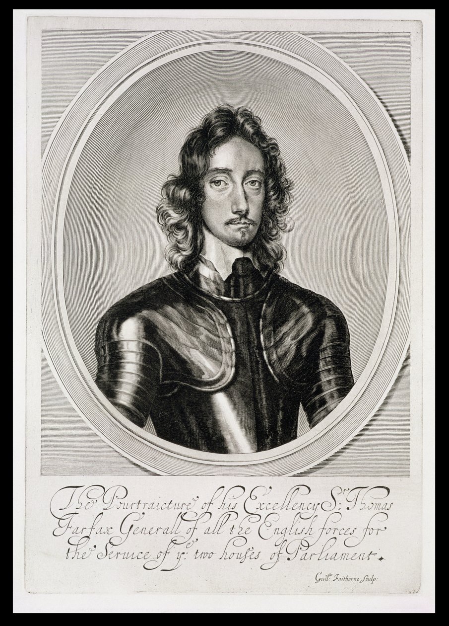 Portret van Thomas, Lord Fairfax (1612-71) gegraveerd door William Faithorne (1616-91) door Robert Walker