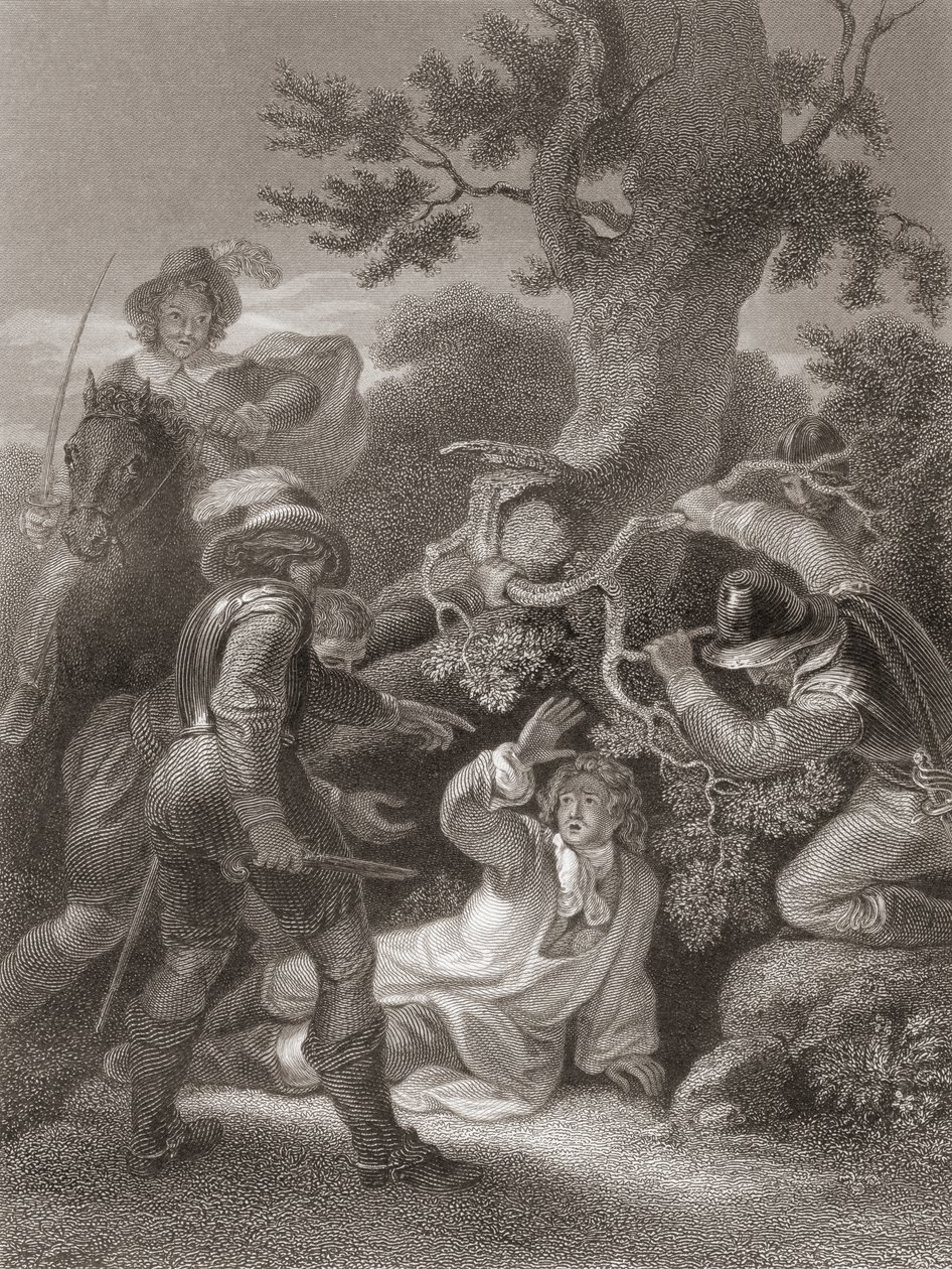 Hertog van Monmouth gevangen na de Slag bij Sedgemoor. Uit De Geschiedenis van Engeland gepubliceerd 1859. door Robert (after) Smirke