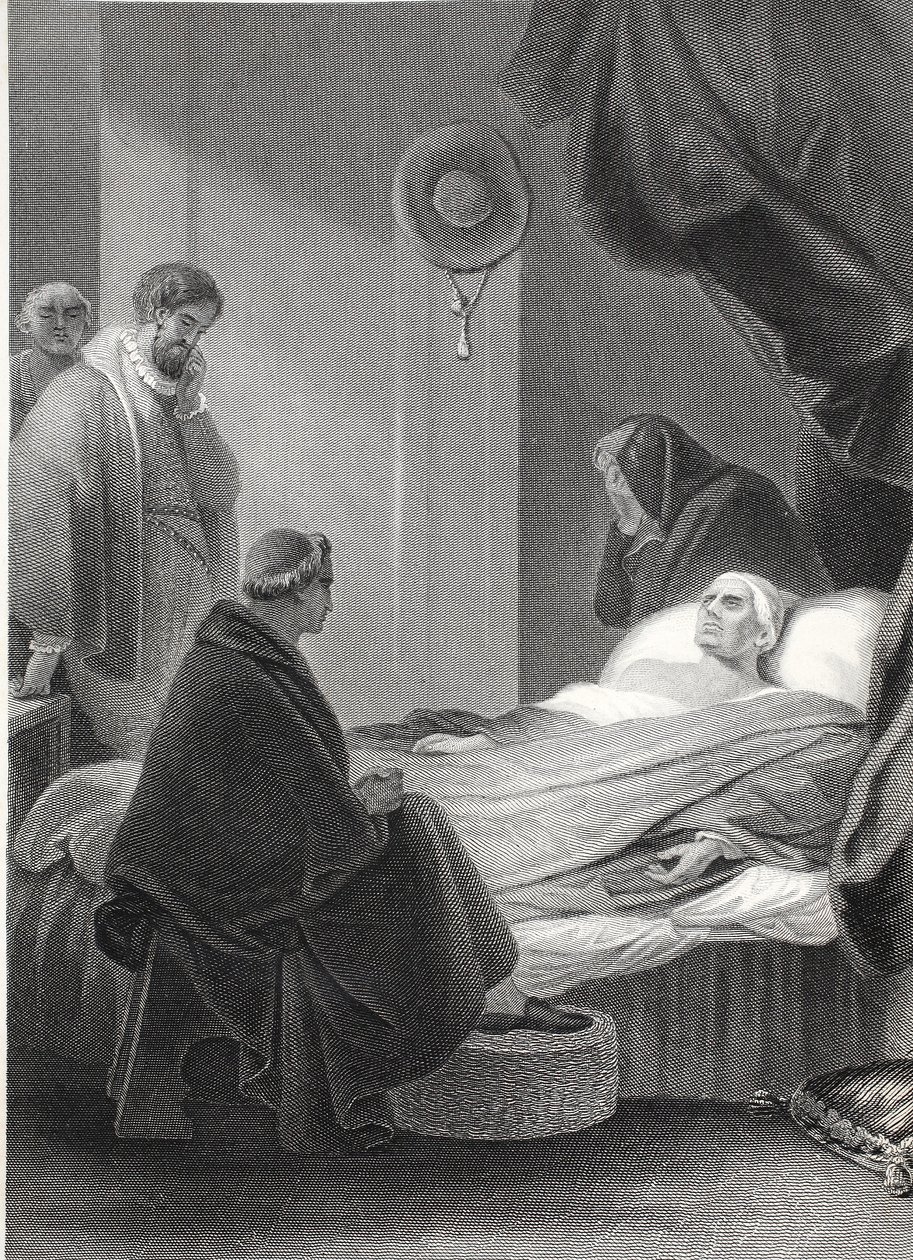 De Dood van Kardinaal Wolsey, gegraveerd door A.H. Payne door Robert (after) Smirke