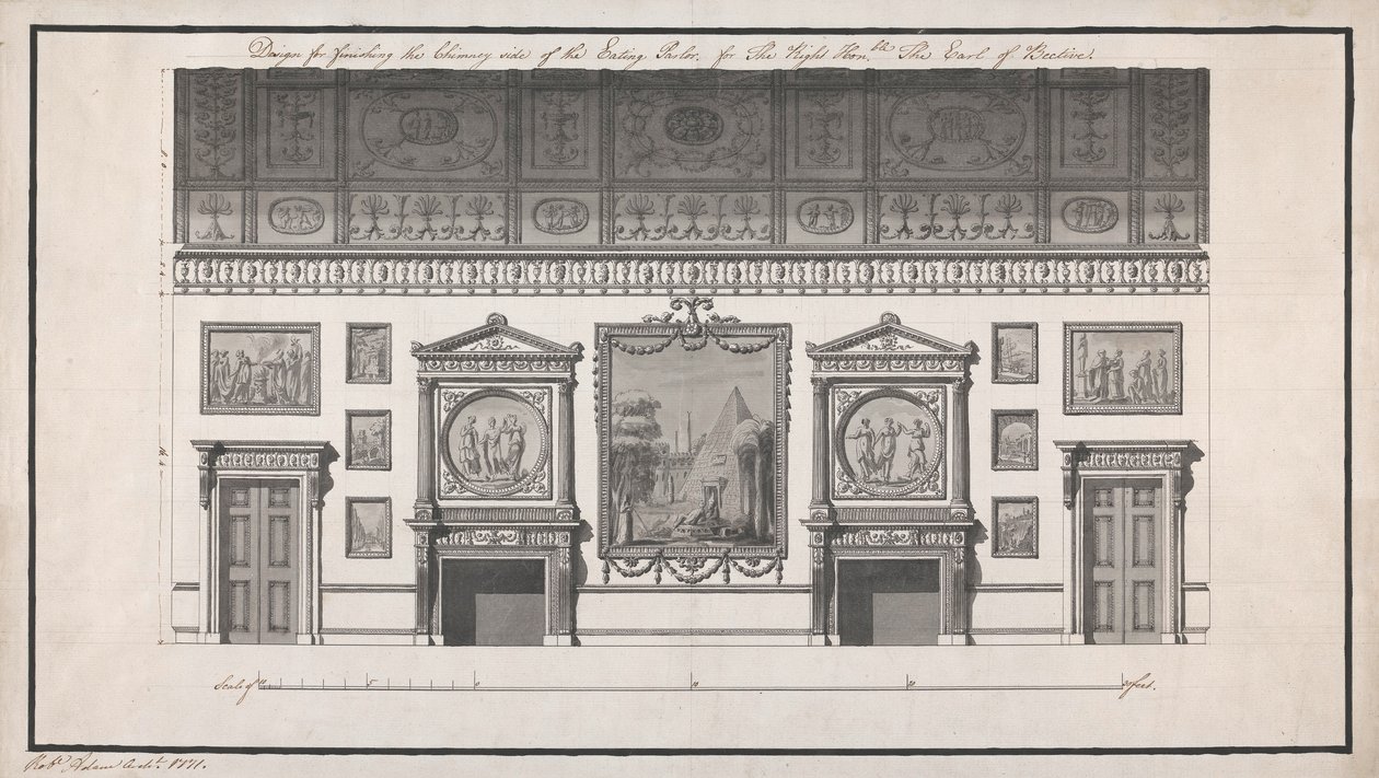 Headfort House, Eetkamer, Schouwzijde door Robert Adam