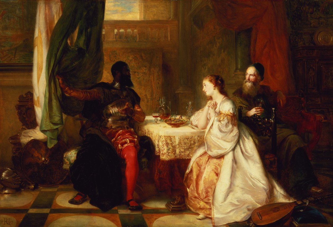Othello vertelt zijn avonturen aan Desdemona, 1869 door Robert Alexander Hillingford