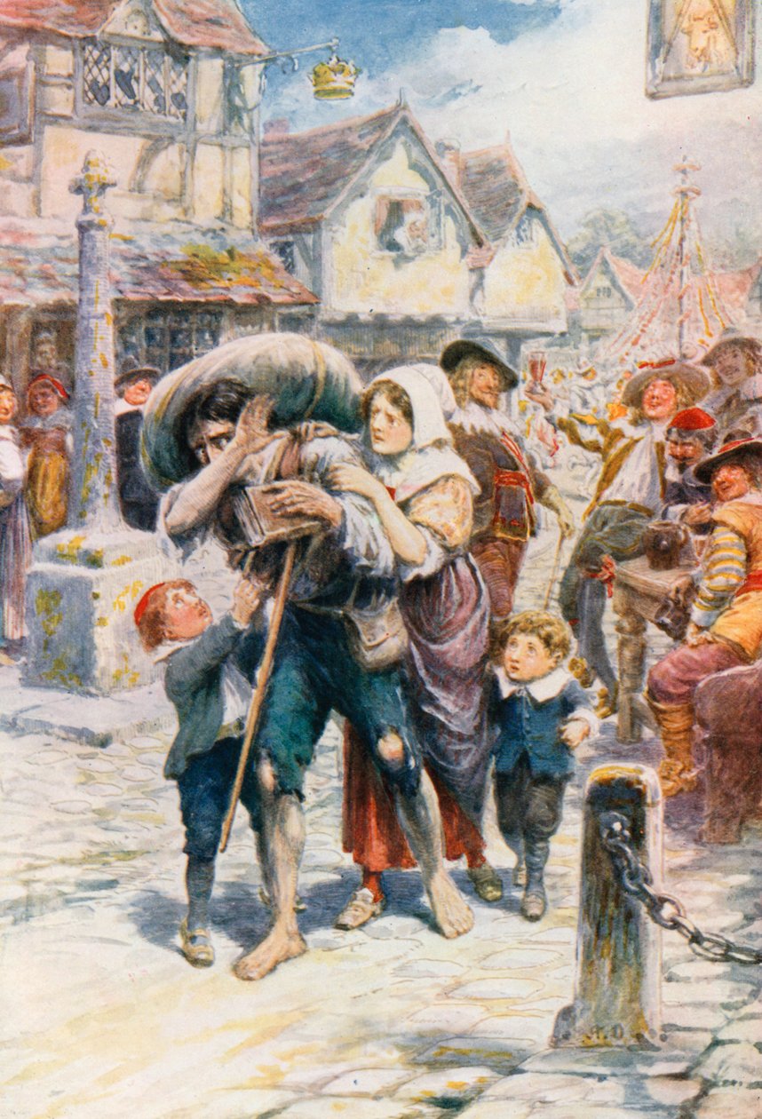 Christian gaat op pelgrimstocht (kleurenlitho) door Robert Ambrose (after) Dudley