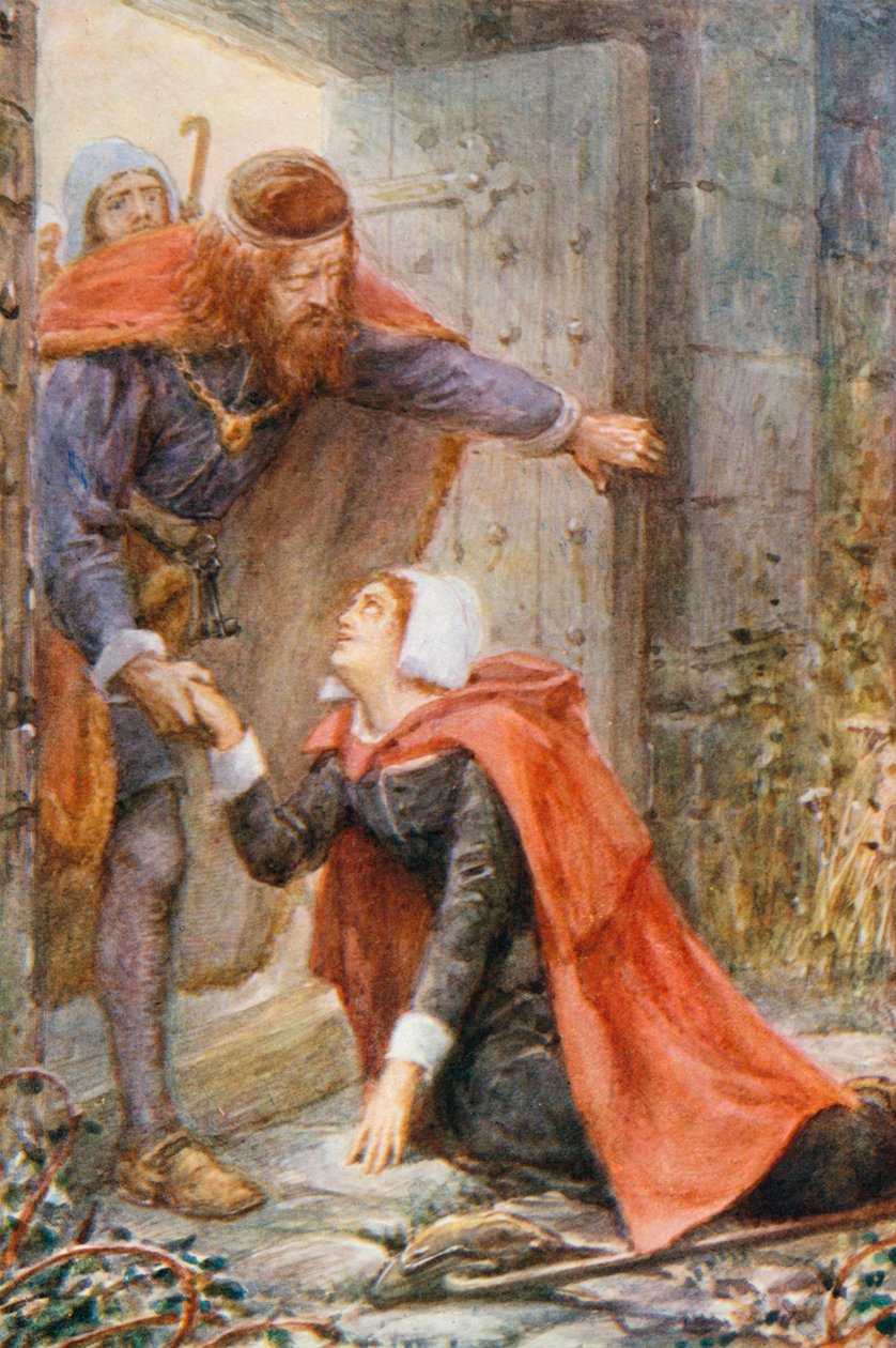 Genade aan de poort (kleurenlitho) door Robert Ambrose (after) Dudley